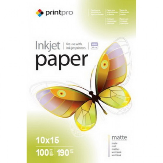 Фотопапір PrintPro матовий 190г/м2 10x15см 100л (PME1901004R) Фотопапір PrintPro матовий 190г/м2 10x15см 100л (PME1901004R)