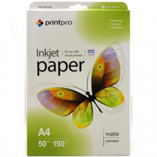 Фотобумага PrintPro матовая 190г/м2 A4 50л (PME190050A4) Фотобумага PrintPro матовая 190г/м2 A4 50л (PME190050A4)