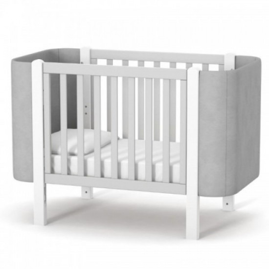 Baby crib made of natural wood Monaco LD5 Velor white with gray Veres (without mattress) Baby crib made of natural wood Monaco LD5 Velor white with gray Veres (without mattress)