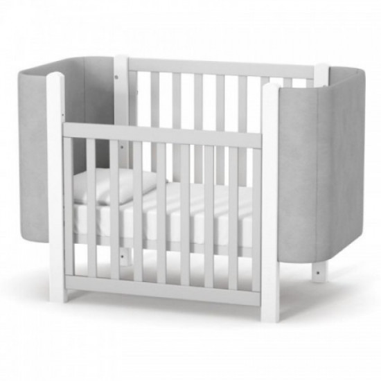 Baby crib made of natural wood Monaco LD5 Velor white with gray Veres (without mattress) Baby crib made of natural wood Monaco LD5 Velor white with gray Veres (without mattress)
