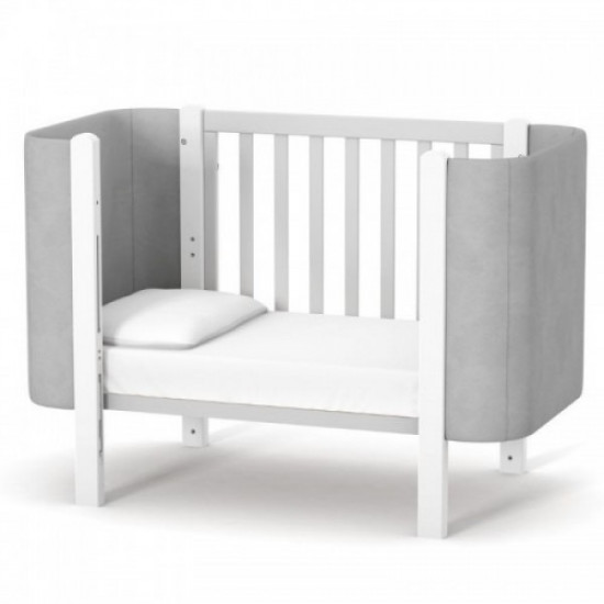 Baby crib made of natural wood Monaco LD5 Velor white with gray Veres (without mattress) Baby crib made of natural wood Monaco LD5 Velor white with gray Veres (without mattress)