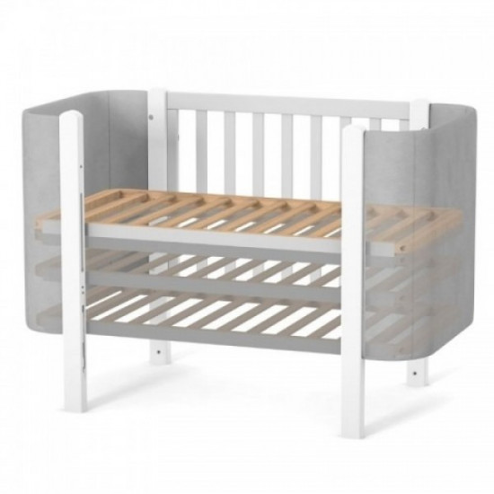 Baby crib made of natural wood Monaco LD5 Velor white with gray Veres (without mattress) Baby crib made of natural wood Monaco LD5 Velor white with gray Veres (without mattress)