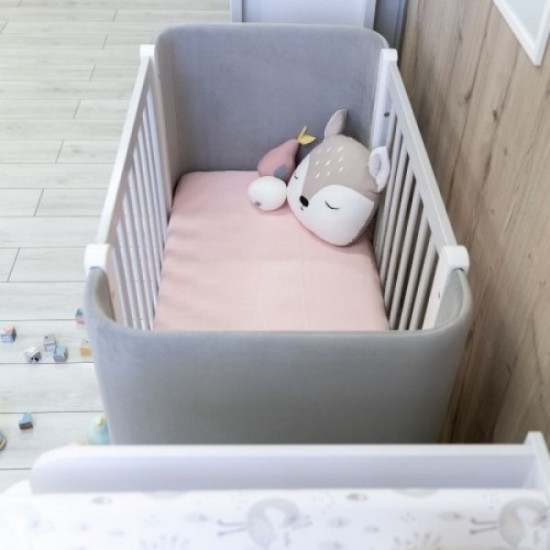 Baby crib made of natural wood Monaco LD5 Velor white with gray Veres (without mattress) Baby crib made of natural wood Monaco LD5 Velor white with gray Veres (without mattress)