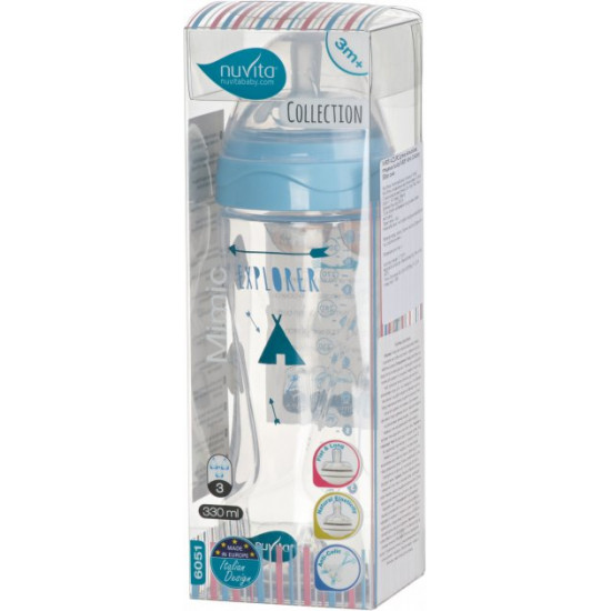 Детская Антиколиковая бутылочка для кормления Nuvita Mimic Collection 330 мл Синяя (NV6051AZZURO) Детская Антиколиковая бутылочка для кормления Nuvita Mimic Collection 330 мл Синяя (NV6051AZZURO)