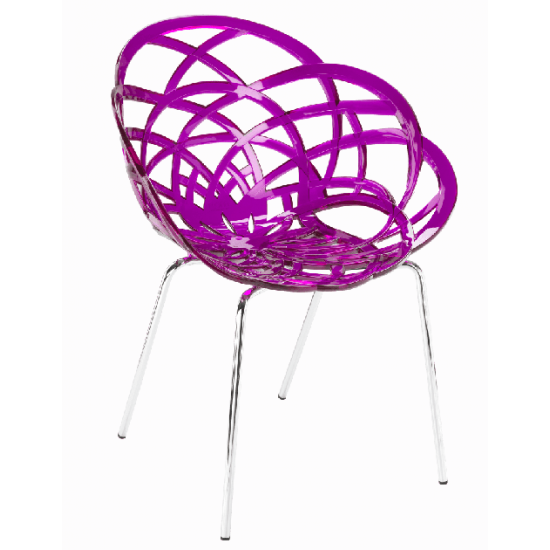 Armchair Papatya Flora-ML transparent purple seat, chrome legs Armchair Papatya Flora-ML transparent purple seat, chrome legs