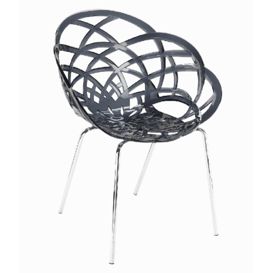 Armchair Papatya Flora-ML transparent-smoky seat, chrome legs Armchair Papatya Flora-ML transparent-smoky seat, chrome legs