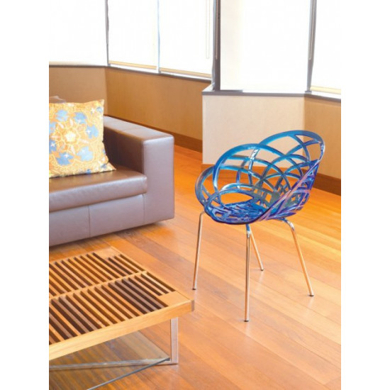 Armchair Papatya Flora-ML transparent-smoky seat, chrome legs Armchair Papatya Flora-ML transparent-smoky seat, chrome legs