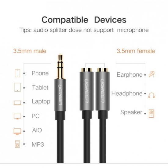 Cable UGREEN AV123 3.5mm Stereo Audio Splitter Cable with Braid 20cm White (10780) Cable UGREEN AV123 3.5mm Stereo Audio Splitter Cable with Braid 20cm White (10780)