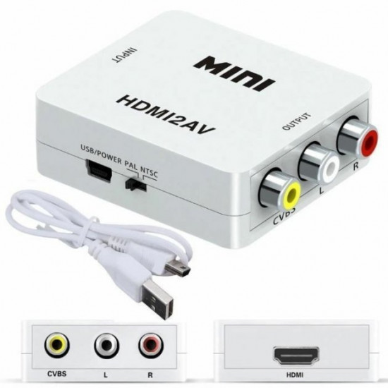 Конвертер HDMI2AV адаптер HDMI->тюльпаны, AV, HDMI2RCA преобразователь, адаптер (537254854) Белый Конвертер HDMI2AV адаптер HDMI->тюльпаны, AV, HDMI2RCA преобразователь, адаптер (537254854) Белый