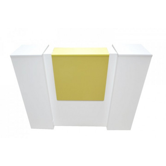 Reception desk with cabinet and lighting TECHNOFURNITURE COLUMNS 1200x1200x488 mm White-yellow (25130)