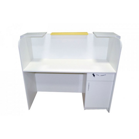 Reception desk with cabinet and lighting TECHNOFURNITURE COLUMNS 1200x1200x488 mm White-yellow (25130)