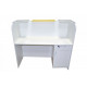 Reception desk with cabinet and lighting TECHNOFURNITURE COLUMNS 1200x1200x488 mm White-yellow (25130)