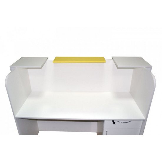Reception desk with cabinet and lighting TECHNOFURNITURE COLUMNS 1200x1200x488 mm White-yellow (25130)