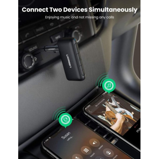 Бездротовий аудіо приймач Bluetooth 5.0 ресивер UGREEN AUX для автомобіля (CM276) Бездротовий аудіо приймач Bluetooth 5.0 ресивер UGREEN AUX для автомобіля (CM276)