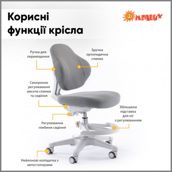 Дитяче крісло ErgoKids Mio Classic Grey (Y-405 G) Дитяче крісло ErgoKids Mio Classic Grey (Y-405 G)