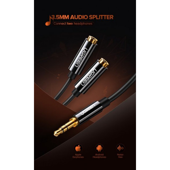 Cable UGREEN AV134 3.5mm Male to 2 Female Audio Cable 20cm Black (20816) Cable UGREEN AV134 3.5mm Male to 2 Female Audio Cable 20cm Black (20816)
