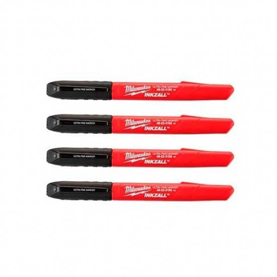 Milwaukee InkZAll Construction Site Marker, Ultra-Fine, Black 4 pcs 48223154 Milwaukee InkZAll Construction Site Marker, Ultra-Fine, Black 4 pcs 48223154