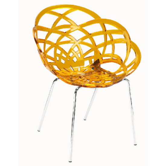 Armchair Papatya Flora-ML transparent yellow seat, chrome legs Armchair Papatya Flora-ML transparent yellow seat, chrome legs