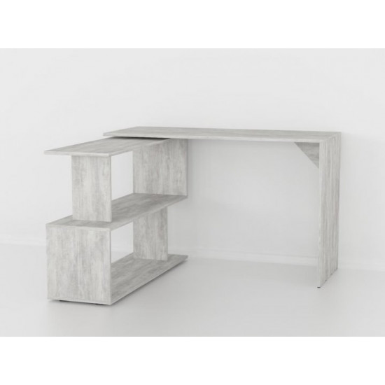 Transformable writing desk, rotary, corner, straight, with shelves concrete Ш1200|В766|Д500