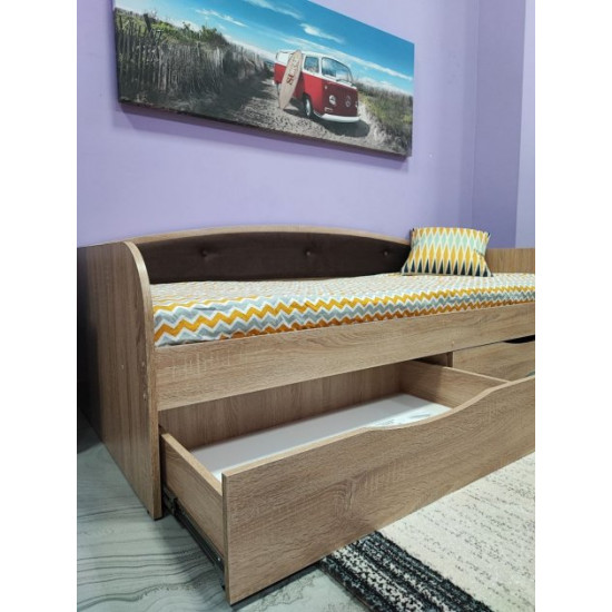 Bed Family furniture workshop Drimka 190 sonoma with brown back Bed Family furniture workshop Drimka 190 sonoma with brown back