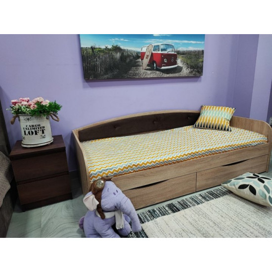 Bed Family furniture workshop Drimka 190 sonoma with brown back Bed Family furniture workshop Drimka 190 sonoma with brown back