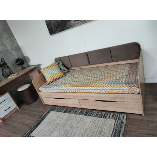 Bed Family furniture workshop Fanta 80*190 sonoma with brown backrest Bed Family furniture workshop Fanta 80*190 sonoma with brown backrest