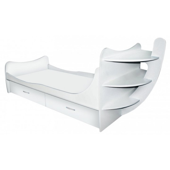 Single bed Korablik MAXI-FURNITURE (for mattress 1600x700) White smooth (9016) Single bed Korablik MAXI-FURNITURE (for mattress 1600x700) White smooth (9016)