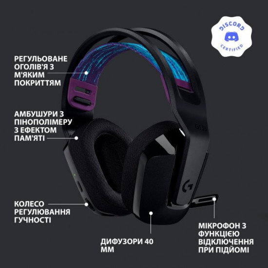 Навушники Logitech G535 Lightspeed Wireless Gaming Headset Black (981-000972) Навушники Logitech G535 Lightspeed Wireless Gaming Headset Black (981-000972)