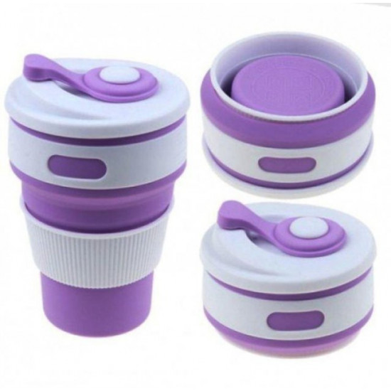 Collapsible silicone cup with sealed lid and drinking bowl 350 ml (2092) Collapsible silicone cup with sealed lid and drinking bowl 350 ml (2092)