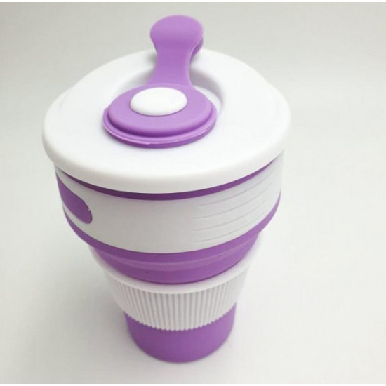 Collapsible silicone cup with sealed lid and drinking bowl 350 ml (2092) Collapsible silicone cup with sealed lid and drinking bowl 350 ml (2092)