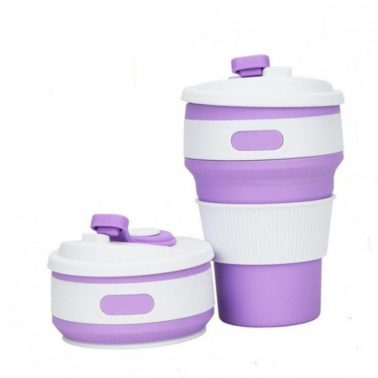 Collapsible silicone cup with sealed lid and drinking bowl 350 ml (2092) Collapsible silicone cup with sealed lid and drinking bowl 350 ml (2092)