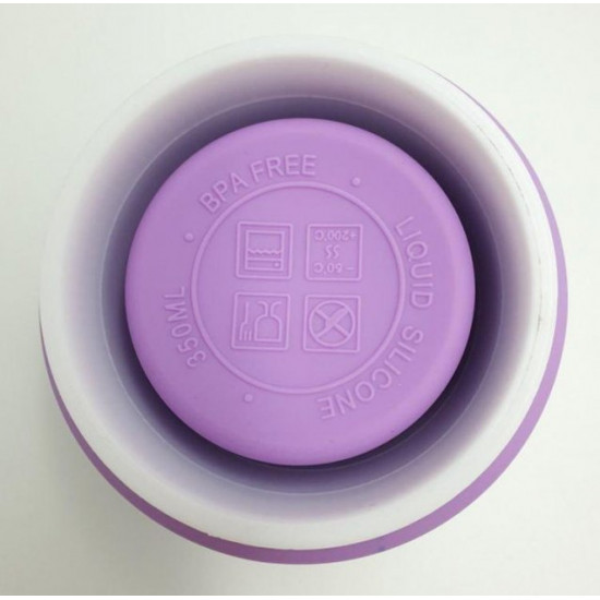 Collapsible silicone cup with sealed lid and drinking bowl 350 ml (2092) Collapsible silicone cup with sealed lid and drinking bowl 350 ml (2092)