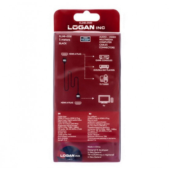 Кабель Logan HDMI - HDMI v1.4, 5.0m (EL248-0500)