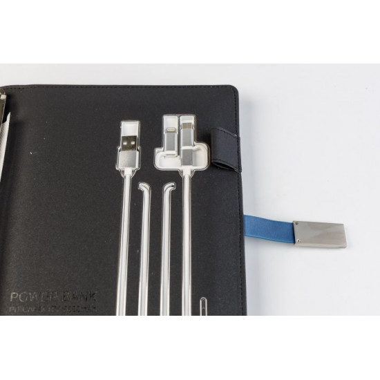 Подарунковий набір Блокнот із Powerbank бездротовою зарядкою флешка16 Гб + картхолдер Синій Подарунковий набір Блокнот із Powerbank бездротовою зарядкою флешка16 Гб + картхолдер Синій