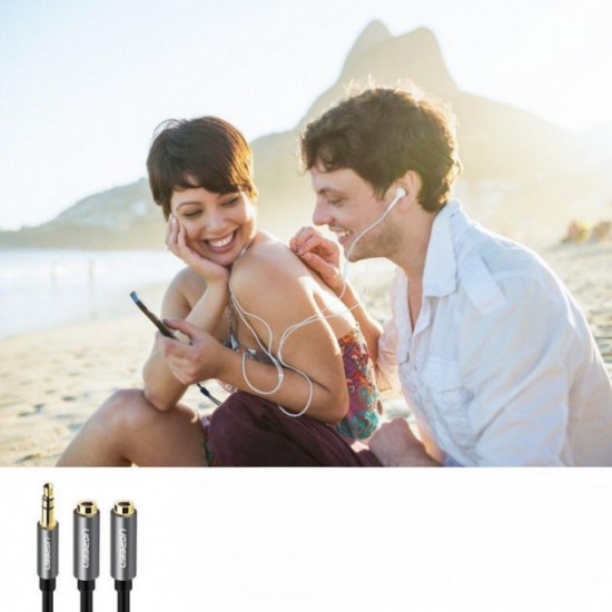 AUX 3.5mm splitter/splitter Ugreen AV123 audio cable (Black with silver, 20cm) AUX 3.5mm splitter/splitter Ugreen AV123 audio cable (Black with silver, 20cm)
