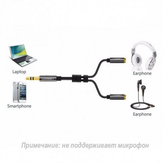 AUX 3.5mm splitter/splitter Ugreen AV123 audio cable (Black with silver, 20cm) AUX 3.5mm splitter/splitter Ugreen AV123 audio cable (Black with silver, 20cm)