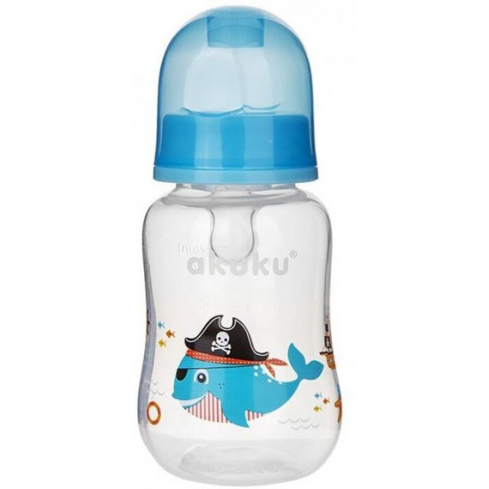 Бутылка стандартная Akuku 125 мл с силиконовой соской 0м+ А0104_blue Бутылка стандартная Akuku 125 мл с силиконовой соской 0м+ А0104_blue