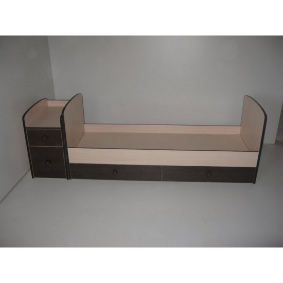 Transformable crib (cradle, nightstand, bed for a teenager, desk). Beech+chipboard. Color VANILLA