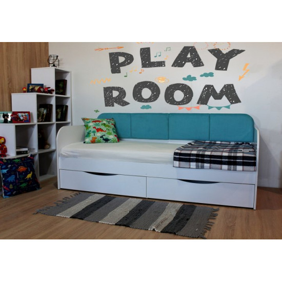 Bed Family Furniture Workshop Fanta 90*200 white with turquoise Bed Family Furniture Workshop Fanta 90*200 white with turquoise