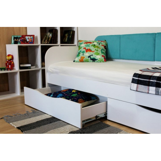 Bed Family Furniture Workshop Fanta 90*200 white with turquoise Bed Family Furniture Workshop Fanta 90*200 white with turquoise