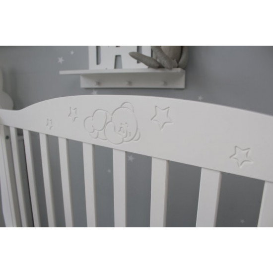 Кровать детская Baby Comfort ЛД10 белая с ящиком и резьбой Кровать детская Baby Comfort ЛД10 белая с ящиком и резьбой