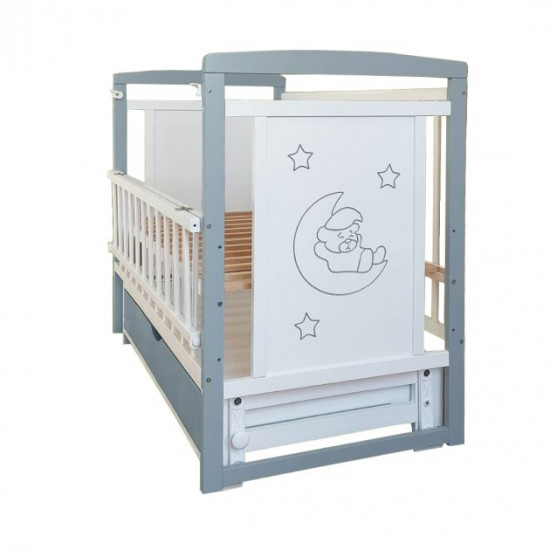 Кровать детская Baby Comfort TEDDY бело-серая с ящиком и маятником Кровать детская Baby Comfort TEDDY бело-серая с ящиком и маятником