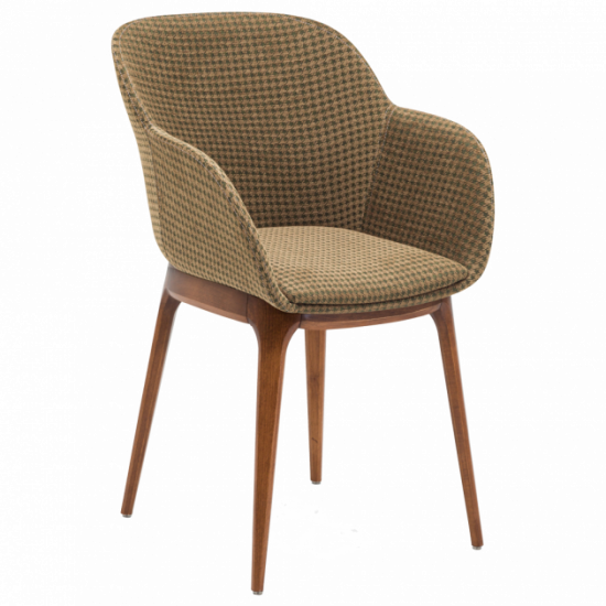 Armchair Tilia Shell-W Pad beech legs, seat with fabric PIED DE POULE 03 Armchair Tilia Shell-W Pad beech legs, seat with fabric PIED DE POULE 03