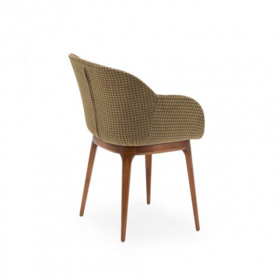 Armchair Tilia Shell-W Pad beech legs, seat with fabric PIED DE POULE 03 Armchair Tilia Shell-W Pad beech legs, seat with fabric PIED DE POULE 03