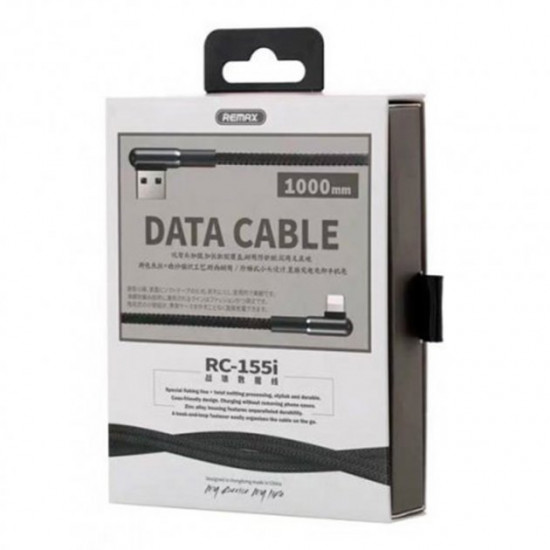 Угловой кабель Remax RC-155i USB - Lightning Чёрный Угловой кабель Remax RC-155i USB - Lightning Чёрный