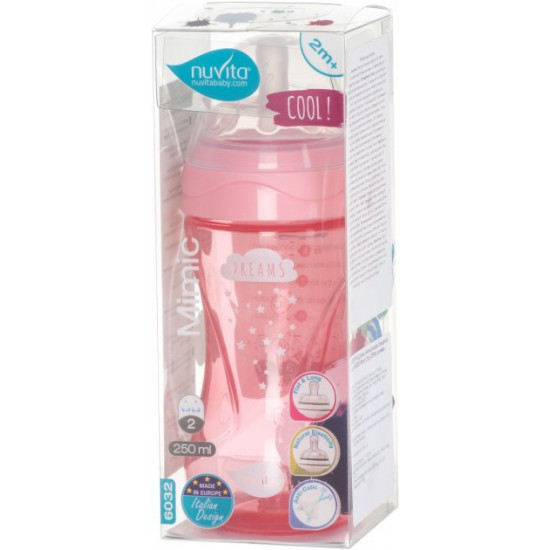 Baby Anti-colic feeding bottle Nuvita Mimic Cool 250 ml Pink (NV6032PINK) Baby Anti-colic feeding bottle Nuvita Mimic Cool 250 ml Pink (NV6032PINK)