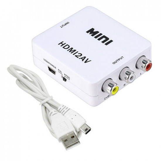 HDMI - AV RCA конвертер відео, аудіо, білий HDMI - AV RCA конвертер відео, аудіо, білий