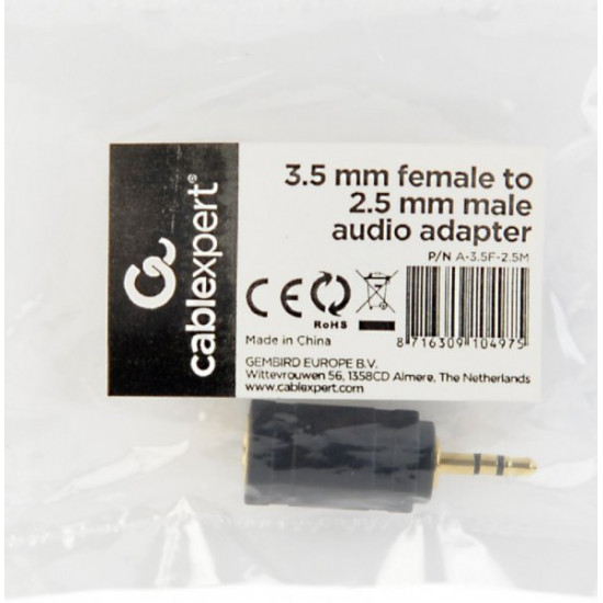 Adapter Cablexpert 3.5 mm - 2.5 mm Black (A-3.5F-2.5M) Adapter Cablexpert 3.5 mm - 2.5 mm Black (A-3.5F-2.5M)