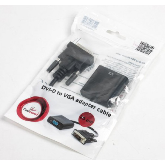 Перехідник Cablexpert DVI-D - VGA 0.2 м Чорний (A-DVID-VGAF-01) Перехідник Cablexpert DVI-D - VGA 0.2 м Чорний (A-DVID-VGAF-01)