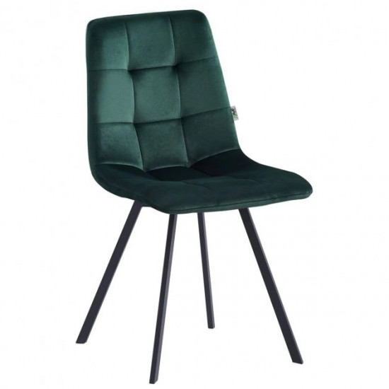 Dining chair for kitchen, living room, cafe Harlem steel black/fabric velor dark green AMF Dining chair for kitchen, living room, cafe Harlem steel black/fabric velor dark green AMF